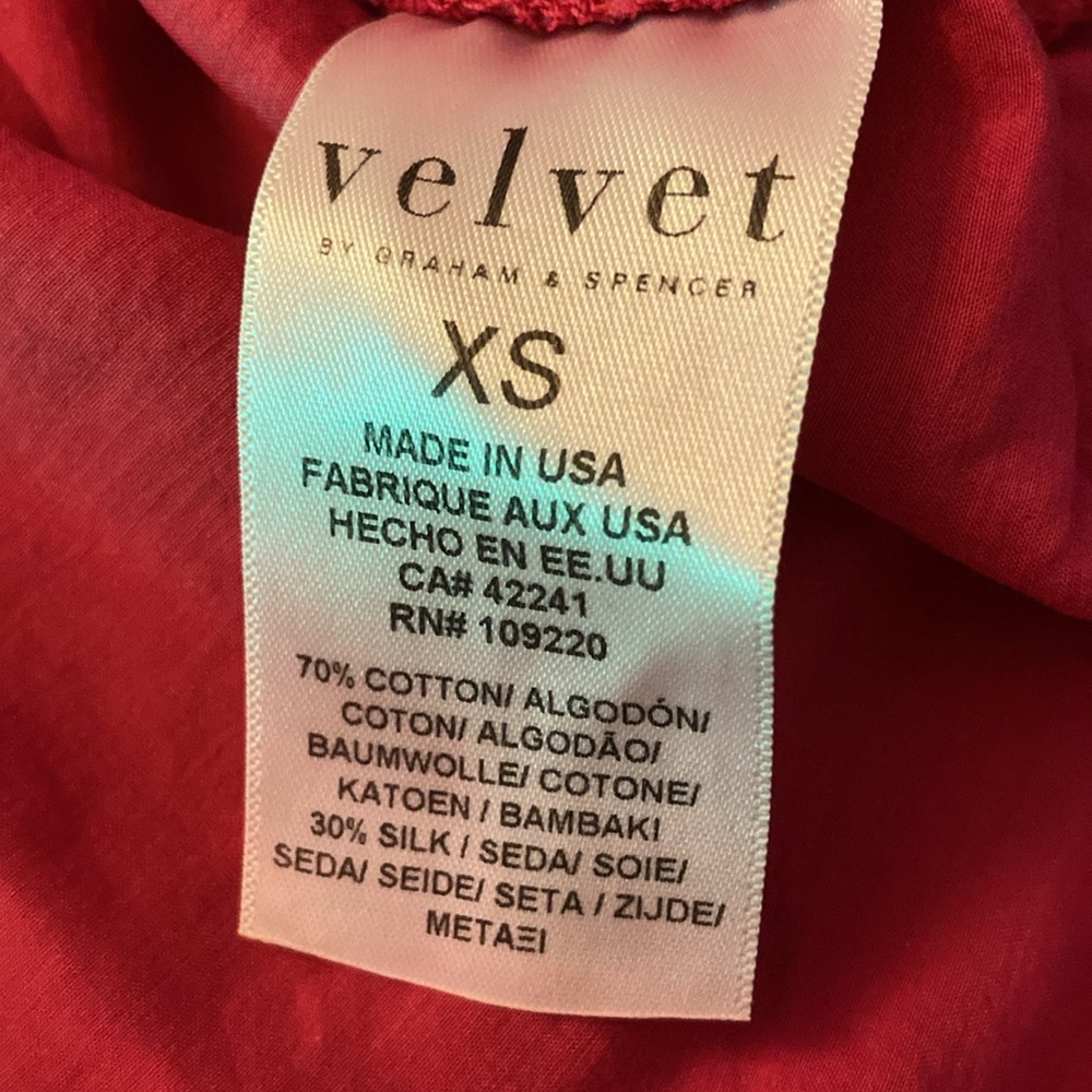 VELVET By Graham and Spencer Ruffle Sleeve Short Sleeve Top Blouse XS Romantic - Picture 6 of 6